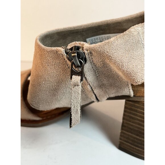 TOMS Suede Majorca Cutout Block Heels Womens Casual Sandals Shoes Taupe Size 6M - Picture 15 of 16